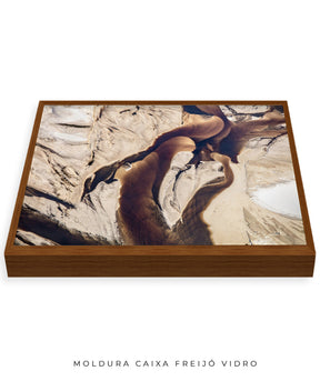 Quadro Decorativo Abstrato e Curvas - Tons Marrom e Bege -Horizontal