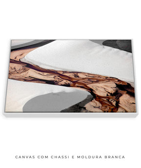 Quadro Decorativo Abstrato e curvas - Tons brancos, bege e marrons