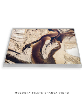 Quadro Decorativo Abstrato e Curvas - Tons Marrom e Bege -Horizontal