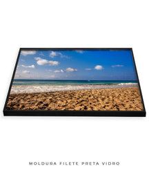 Quadro Decorativo Praia com Areia Marrom e Mar Azul