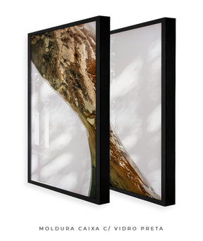 Quadro Decorativo Abstrato e Curvas - Tons Marrom e Branco -Dupla vertical