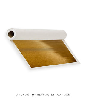 Quadro Decorativo Abstrato e Curvas - Tom Dourado - Horizontal
