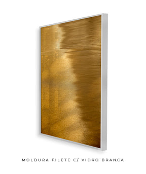 Quadro Decorativo Abstrato e Curvas - Tom Dourado