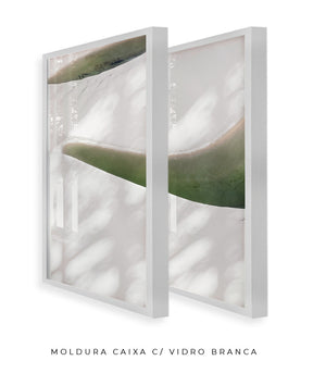 Quadro Decorativo Abstrato e Curvas - Tons Branco, Cinza e Verde-Dupla vertical