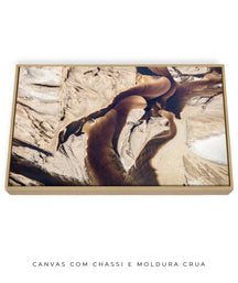 Quadro Decorativo Abstrato e Curvas - Tons Marrom e Bege -Horizontal