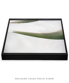 Quadro Decorativo Abstrato e curvas -Tons Branco, Cinza e Verde - Horizontal
