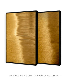 Quadro Decorativo Abstrato e curvas-Tons de dourado-Dupla vertical