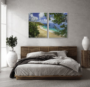 Quadro Decorativo  Praia e mar,galhos verdes - Dupla