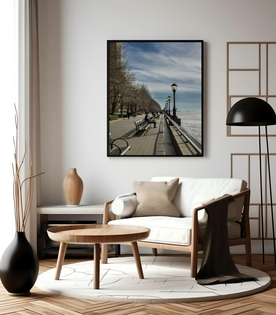 Quadro Decorativo Praça a Beira Mar Nova York