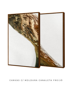 Quadro Decorativo Abstrato e Curvas - Tons Marrom e Branco -Dupla vertical