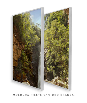 Quadro Decorativo Cachoeira, Natureza e Pedras- Dupla