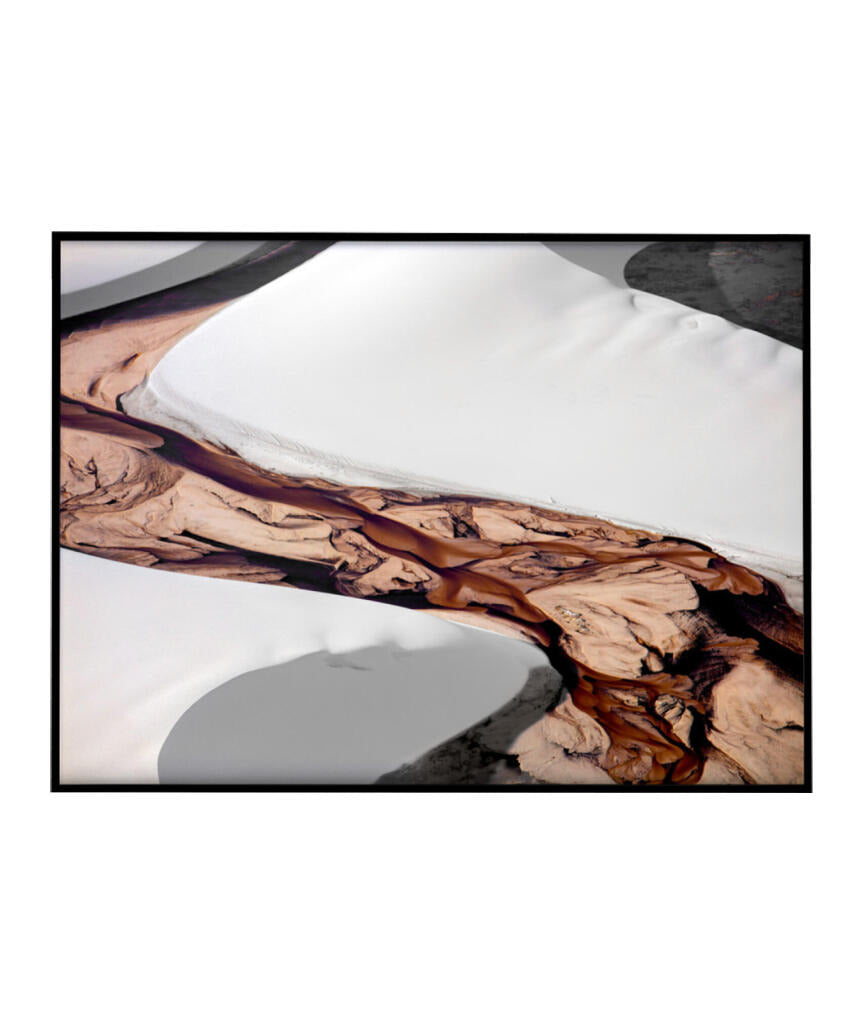 Quadro Decorativo Abstrato e curvas - Tons brancos, bege e marrons