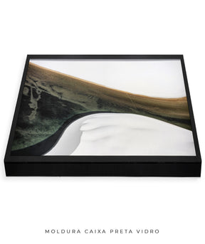 Quadro Decorativo Abstrato e Curvas - Tons Cinza, Branco, Preto e Marrom -Horizontal