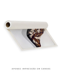 Quadro Decorativo Abstrato e Curvas - Tons de Marron, Cinza e Branco-Horizontal