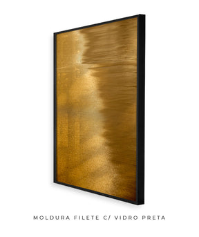 Quadro Decorativo Abstrato e Curvas - Tom Dourado