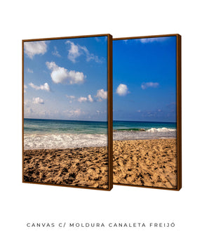 Quadro Decorativo Praia com Areia Marrom e Mar Azul -Dupla