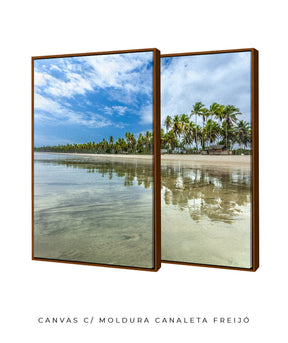 Quadro Decorativo Praia, Mar e Coqueiral - Dupla