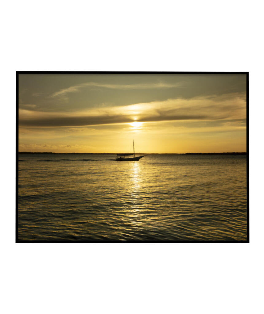 Quadro Decorativo Pôr do Sol Mar Aberto - Horizontal