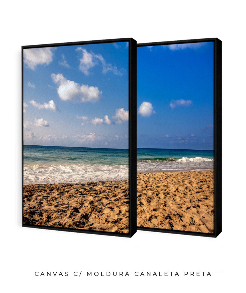 Quadro Decorativo Praia com Areia Marrom e Mar Azul -Dupla
