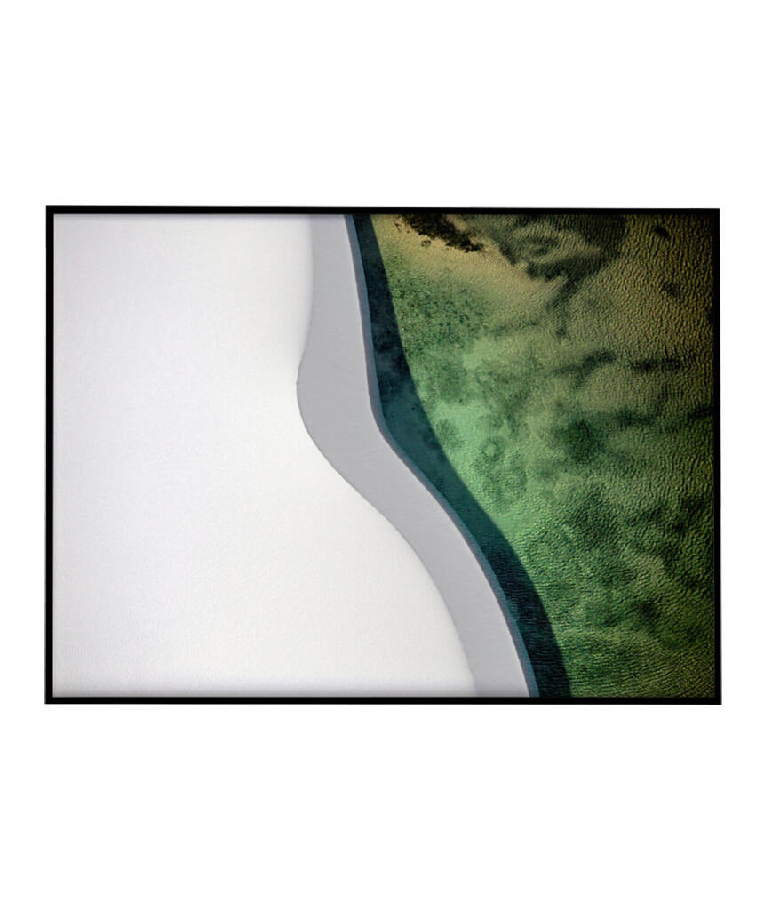Quadro Decorativo Abstrato e curvas - Tons branco e verdes