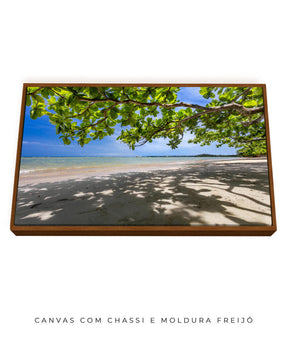 Quadro Decorativo Praia, Mar e Árvore Verde
