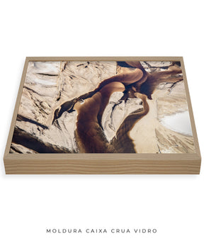 Quadro Decorativo Abstrato e Curvas - Tons Marrom e Bege -Horizontal