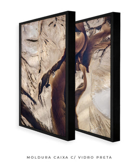 Quadro Decorativo Abstrato e Curvas - Tons Marrom e Bege -Dupla
